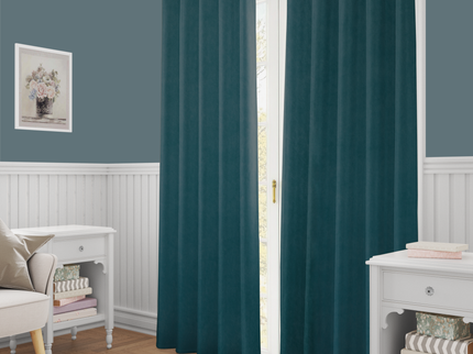Dark Green Colour Plain Velvet Flock Easy Clean Readymade Curtain