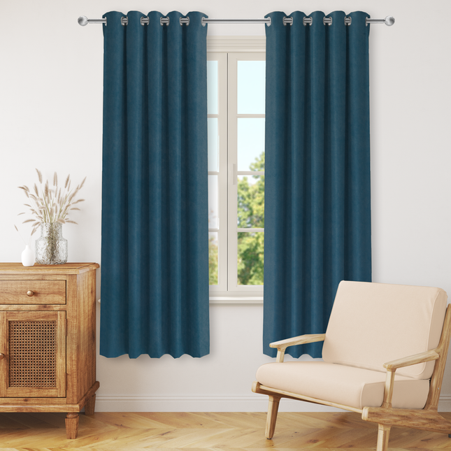 Sacramento Green Colour Plain Velvet Flock Easy Clean Readymade Curtain