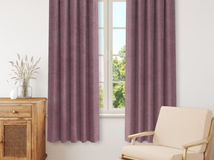 Ultra Pink Colour Plain Velvet Flock Easy Clean Readymade Curtain