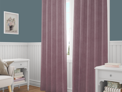 Ultra Pink Colour Plain Velvet Flock Easy Clean Readymade Curtain