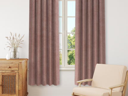 Peach Colour Plain Velvet Flock Easy Clean Readymade Curtain