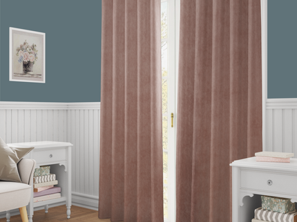 Peach Colour Plain Velvet Flock Easy Clean Readymade Curtain
