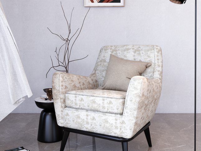 Light Beige and Ivory Colour Textured Velvet Flock Easy Clean Sofa, Chair and Curtain Fabric