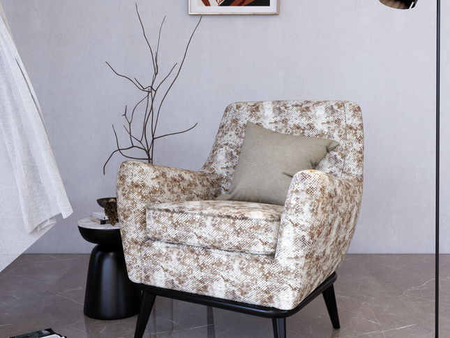 Dark Brown and Ivory Colour Textured Velvet Flock Easy Clean Sofa, Chair and Curtain Fabric