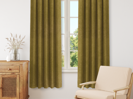 Dark Yellow Colour Textued Velvet Flock Readymade Curtain