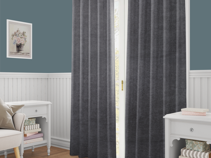 Dark Ash Brown Colour Textured Velvet Readymade Curtain