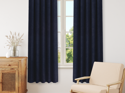 Charcoal Black Colour Textured Velvet Flock Readymade Curtain