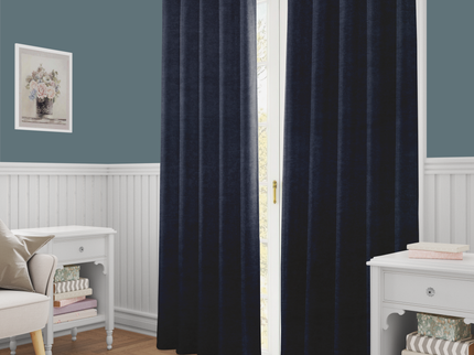 Charcoal Black Colour Textured Velvet Flock Readymade Curtain