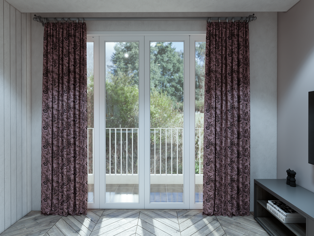 Brown  Colour Leaves Pattern Velvet Curtain Fabric printed