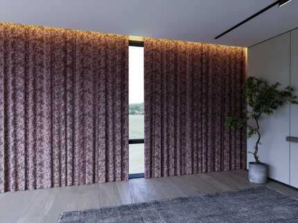 Grey Colour Leaves Pattern Velvet Curtain Fabric printed