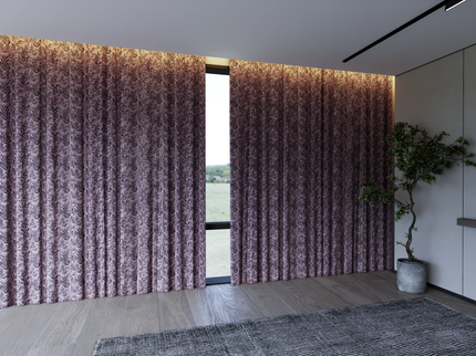 Purple Colour Leaves Pattern Velvet Curtain Fabric printed