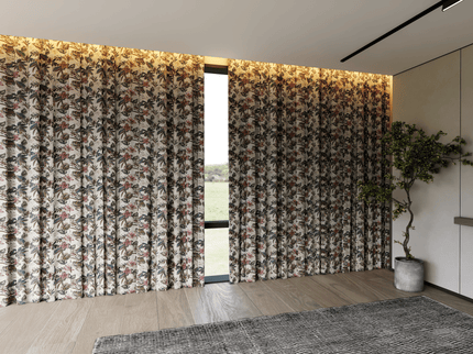 Dusty Rose and Forest Green Colour Floral and Leaves Pattern Velvet Curtain Fabric printed