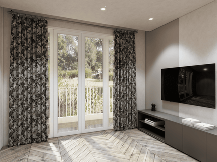 Olive Green and Mocha Brown Colour Floral and Leaves Pattern Velvet Curtain Fabric printed