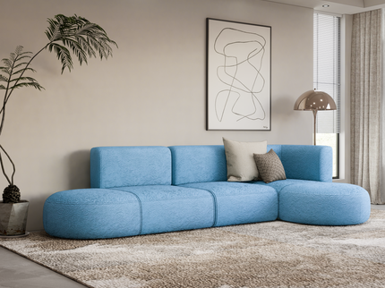 Sky Blue Colour Embossed Leaves Pattern Velvet Flock Easy Clean Sofa, Chair and Curtain Fabric
