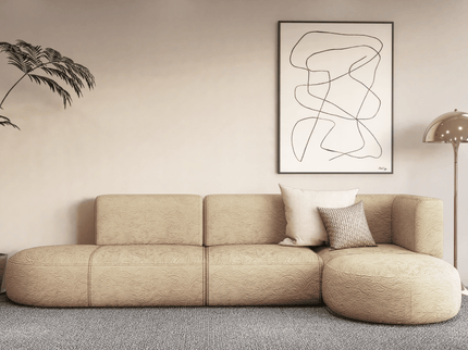 Light Camel Colour Embossed Leaves Pattern Velvet Flock Easy Clean Sofa, Chair and Curtain Fabric