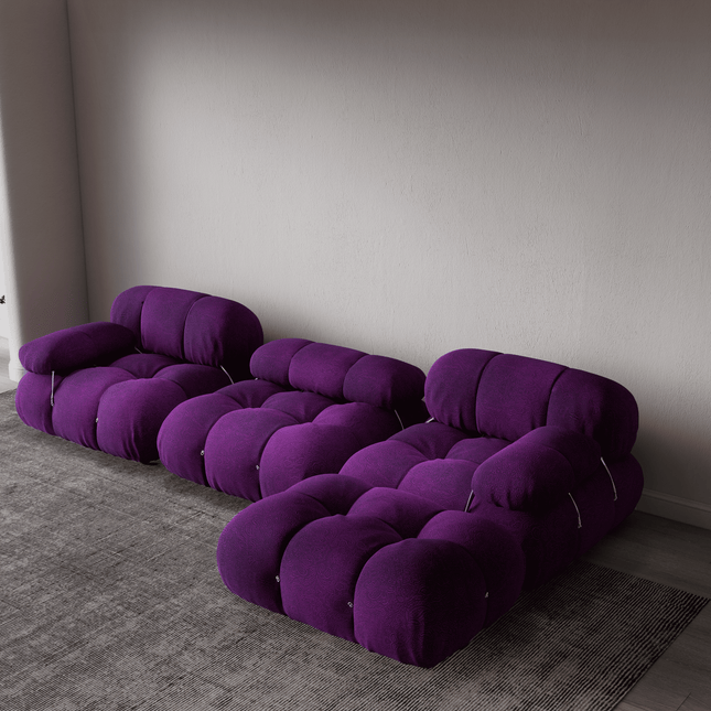 Purple Colour Embossed Leaves Pattern Velvet Flock Easy Clean Sofa, Chair and Curtain Fabric