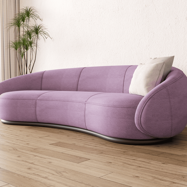 French Pink Colour Embossed Leaves Pattern Velvet Flock Easy Clean Sofa, Chair and Curtain Fabric
