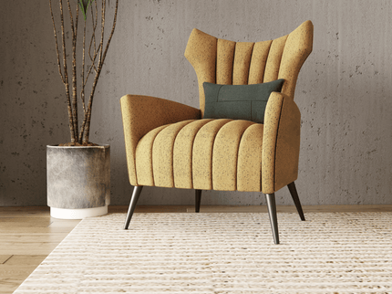 Mustard Yellow Colour Textured Suede Sofa, Chair and Curtain Fabric