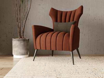 Rust Brown Colour Textured Suede Sofa, Chair and Curtain Fabric