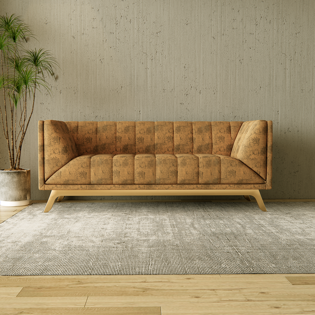 Ochre Golden Yellow Colour Textured Suede Sofa, Chair and Curtain Fabric