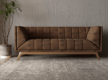 Olive Brown Colour Textured Suede Sofa, Chair and Curtain Fabric
