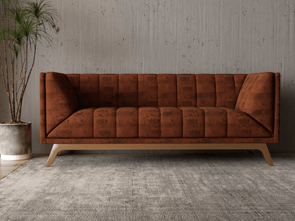 Rust Brown Colour Textured Suede Sofa, Chair and Curtain Fabric