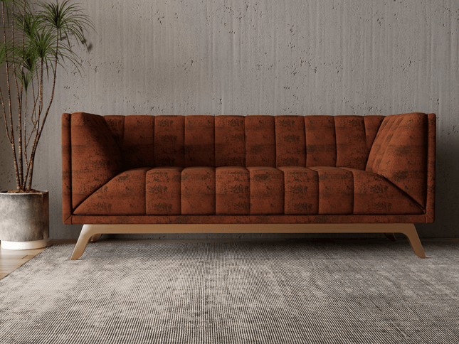 Rust Brown Colour Textured Suede Sofa, Chair and Curtain Fabric