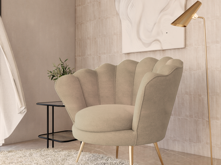 Light Camel Colour Embossed Leaves Pattern Velvet Flock Easy Clean Sofa, Chair and Curtain Fabric