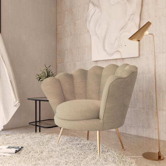 Light Camel Colour Embossed Leaves Pattern Velvet Flock Easy Clean Sofa, Chair and Curtain Fabric
