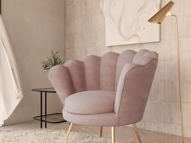Peach Colour Embossed Leaves Pattern Velvet Flock Easy Clean Sofa, Chair and Curtain Fabric