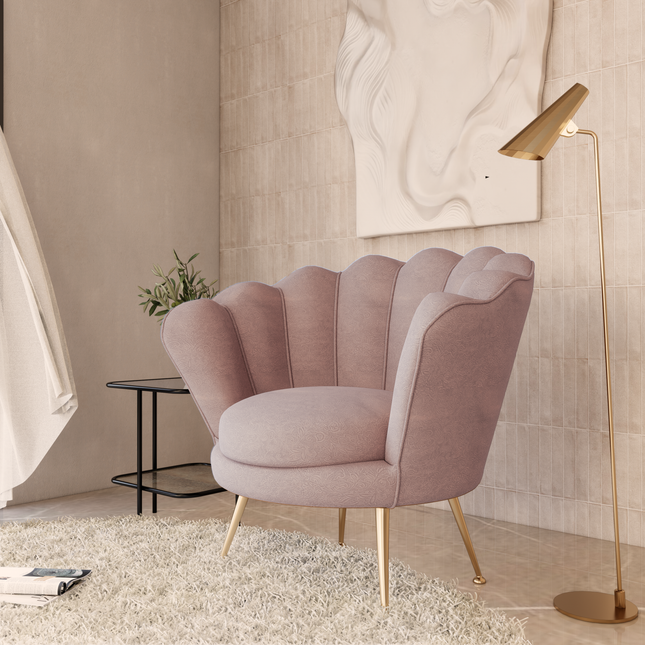 Peach Colour Embossed Leaves Pattern Velvet Flock Easy Clean Sofa, Chair and Curtain Fabric
