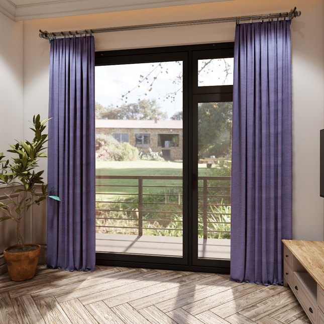 Mauve Violet Colour Embossed Leaves Pattern Velvet Flock Easy Clean Sofa, Chair and Curtain Fabric