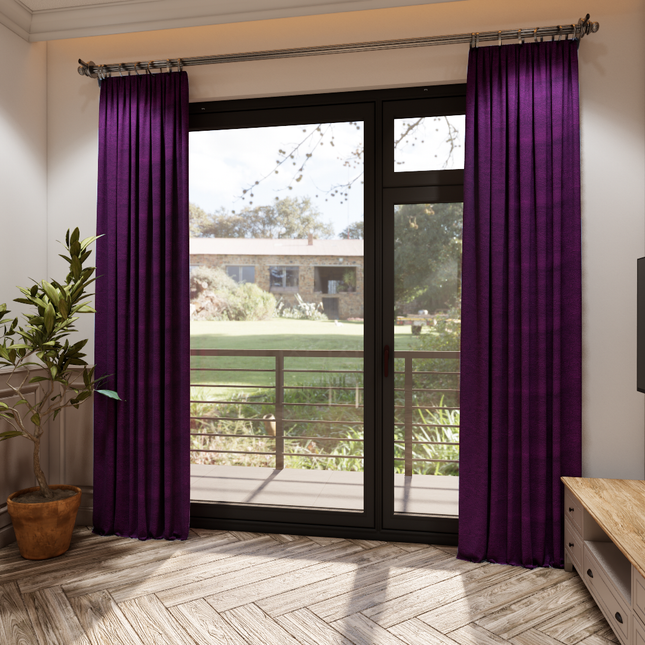 Dark Purple Colour Embossed Leaves Pattern Velvet Flock Easy Clean Sofa, Chair and Curtain Fabric