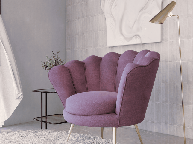 Ultra Pink Colour Embossed Leaves Pattern Velvet Flock Easy Clean Sofa, Chair and Curtain Fabric