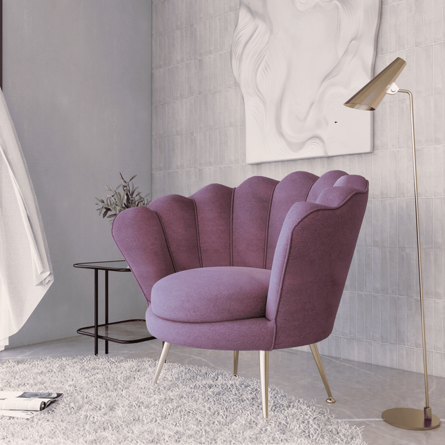 Ultra Pink Colour Embossed Leaves Pattern Velvet Flock Easy Clean Sofa, Chair and Curtain Fabric