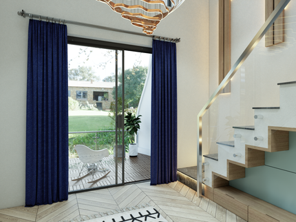 Dark Navy Blue Colour Textured Velvet Flock Easy Clean Sofa, Chair and Curtain Fabric