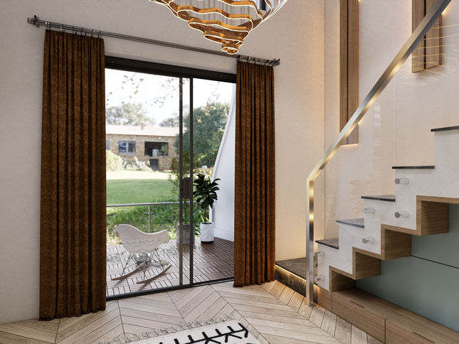 Cafe Noir Brown Colour Textured Velvet Flock Easy Clean Sofa, Chair and Curtain Fabric