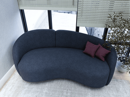 Denim Blue Colour Geometric Pattern Velvet Flock Easy Clean Sofa and Chair Fabric