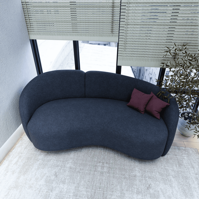 Denim Blue Colour Geometric Pattern Velvet Flock Easy Clean Sofa and Chair Fabric