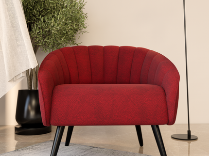 Cherry Red Geometric Pattern Velvet Flock Easy Clean Sofa & Chair Fabric