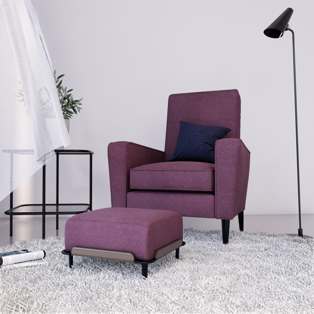 Dark Mauve Colour Geometric Pattern Velvet Flock Easy Clean Sofa and Chair Fabric