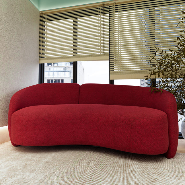 Cherry Red Geometric Pattern Velvet Flock Easy Clean Sofa & Chair Fabric