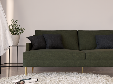 Dark Olive Green Colour Geometric Pattern Velvet Flock Easy Clean Sofa and Chair Fabric