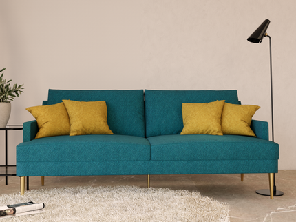 Turquoise Colour Geometric Pattern Velvet Flock Easy Clean Sofa and Chair Fabric