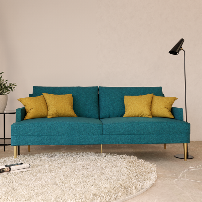Turquoise Colour Geometric Pattern Velvet Flock Easy Clean Sofa and Chair Fabric