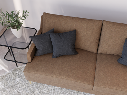 Chocolate Brown Colour Geometric Pattern Velvet Flock Easy Clean Sofa and Chair Fabric