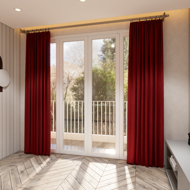 Rust Red Colour Plain Velvet Flock Easy Clean Sofa, Chair and Curtain Fabric