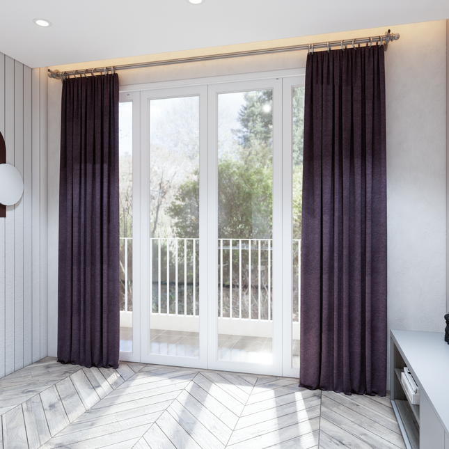 Mauve Violet Colour Plain Velvet Flock Easy Clean Sofa, Chair and Curtain Fabric