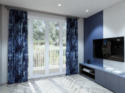 Dark Navy Blue and Sky blue Colour Textured Velvet Flock Easy Clean Sofa, Chair and Curtain Fabric