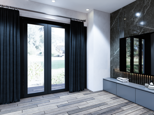 Dark Greyish Blue Colour Brushed Textured Velvet Flock Easy Clean Sofa, Chair and Curtain Fabric
